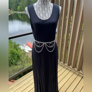 Venus Double Slit Maxi Dress with Chain Belt - Size Large